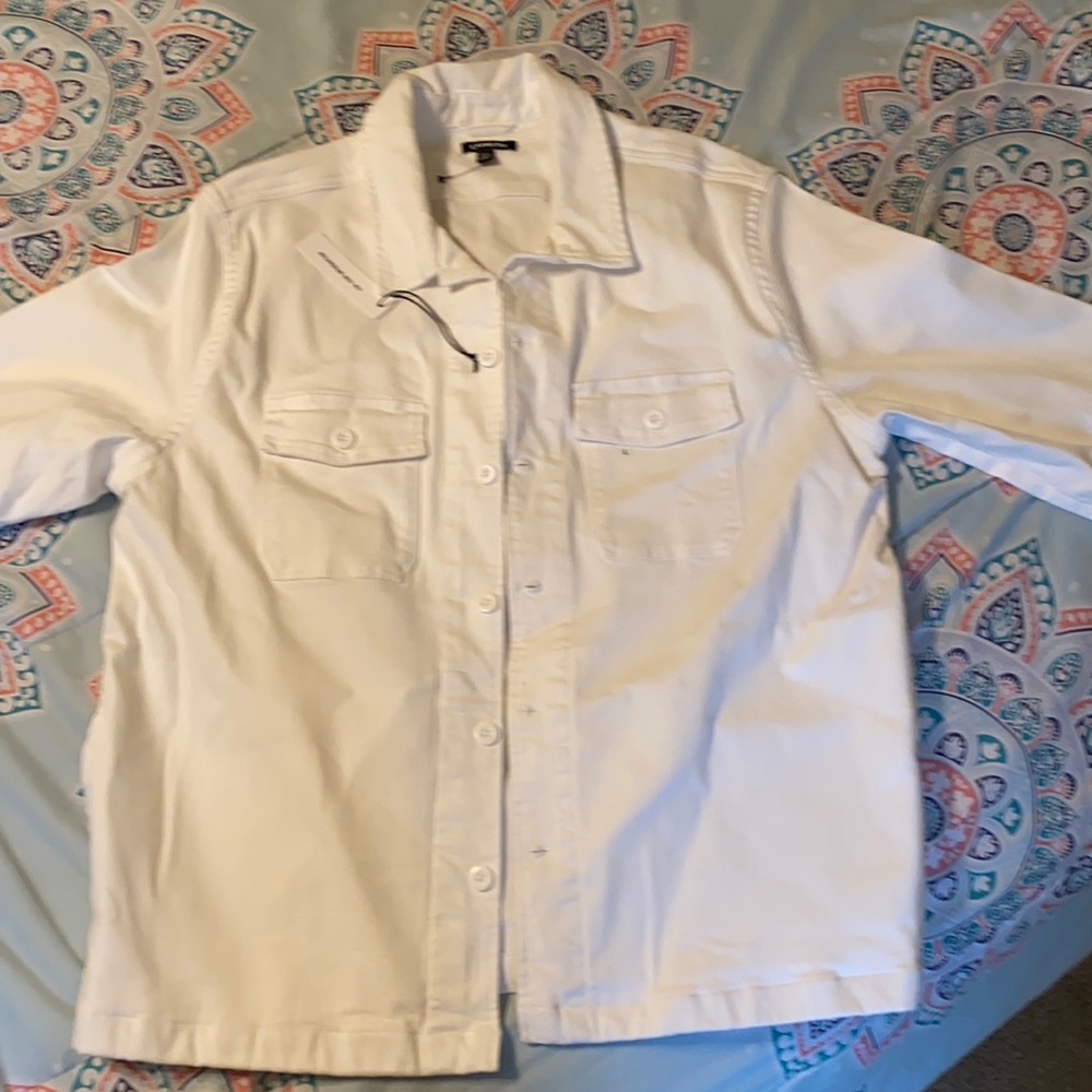 Men’s Large Express White denim coat. Never worn